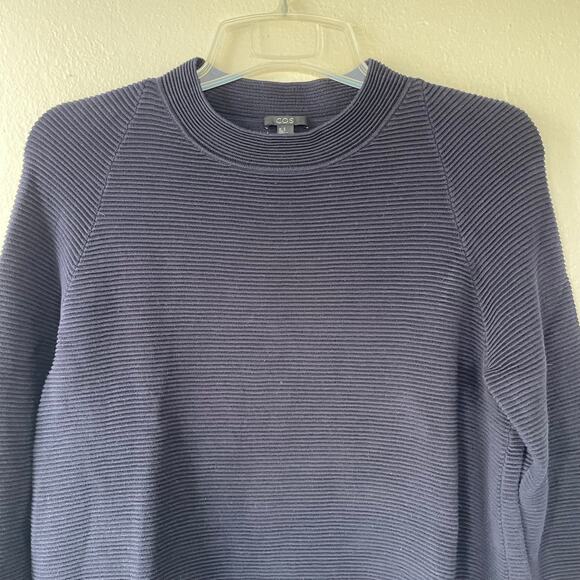 COS Navy Blue Ribbed Sweater Mock Neck - Picture 3 of 5